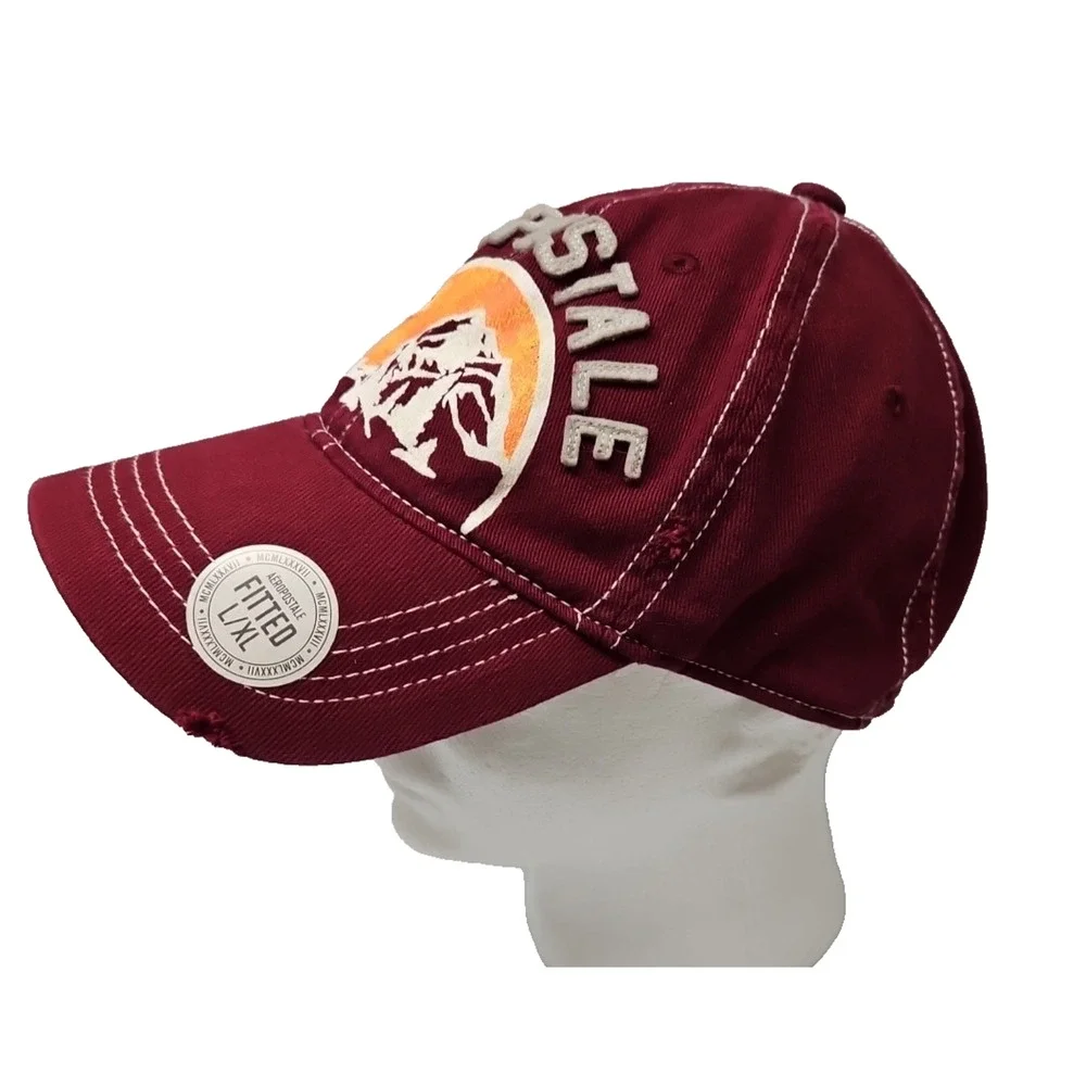 Aeropostale Distressed Hat Sz L/XL Baseball Ball Cap burgundy Gorpcore
